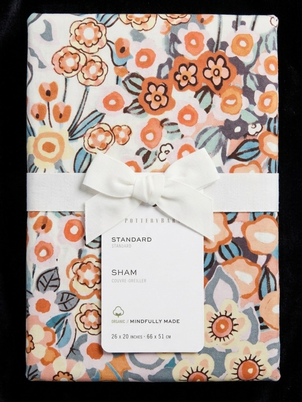 NWT Pottery Barn Organic Cotton Floral Standard Sham Terracotta Pink Botanical